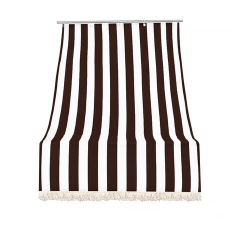 Tenda da sole tessuto resistente per esterno con anelli lavabile frange pizzo Marrone - 140x250 cm