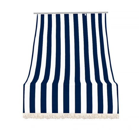 Tenda da sole tessuto resistente per esterno con anelli lavabile frange pizzo Blu - 140x300 cm