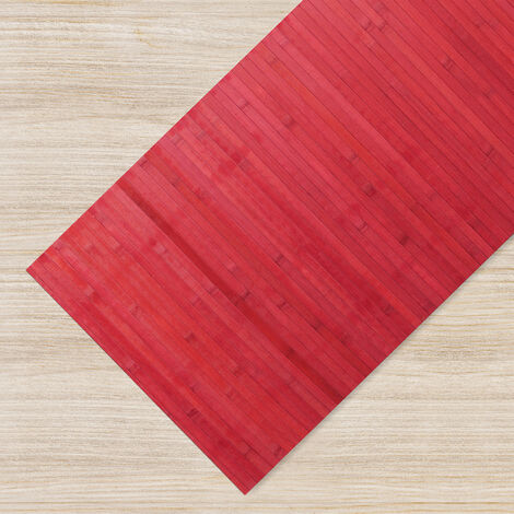 Tappeto Passatoia In Vero Bamboo Tappeto Cucina Ingresso In Legno Antiscivolo Aderente Lavabile E Antimacchia Tagliabile  Bordeaux - 50x250 cm