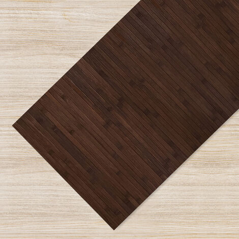 Tappeto Passatoia In Vero Bamboo Tappeto Cucina Ingresso In Legno Antiscivolo Aderente Lavabile E Antimacchia Tagliabile Marrone - 50x400 cm