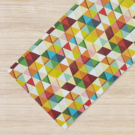 Tappeto passatoia fantasia made in Italy antiscivolo lavabile aderente triangoli multicolore 50x300cm - Triangoli Multicolor