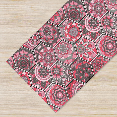 Tappeto da cucina antiscivolo, antimacchia passatoia multiuso 50x300 - Esagoni rosa (1/3)
