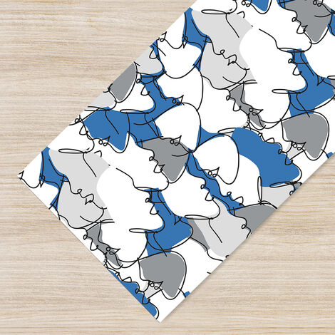 Tappeto da cucina antiscivolo, antimacchia passatoia multiuso 50x450 - Face blu