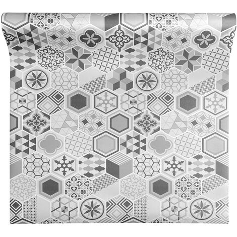 Tappeto Passatoia Cucina Antiscivolo Larghezza Maxi 100 Cm Antimacchia Multiuso Corridoio Soggiorno Lavabile Ingresso Camera Mattonella grigia - 100x150cm