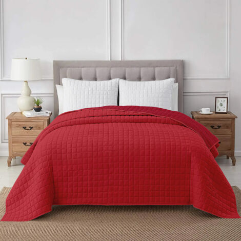 Trapuntino Coperta Primaverile Bicolore Trapunta Anallergica Piumino Mezza Stagione e Antiacaro Colorato Tinta Unita Made in Italy Bordeaux/Rosso - Matrimoniale