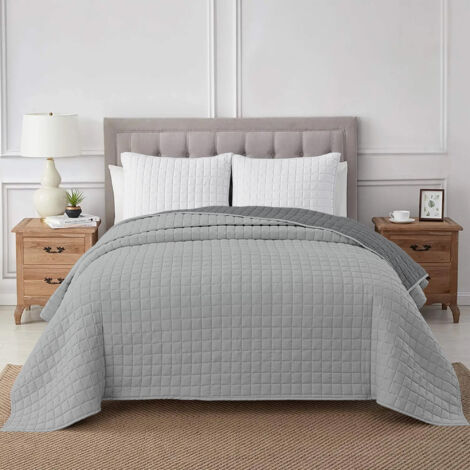Trapuntino Coperta Primaverile Bicolore Trapunta Anallergica Piumino Mezza Stagione e Antiacaro Colorato Tinta Unita Made in Italy Grigio/Antracite - Una piazza e mezza