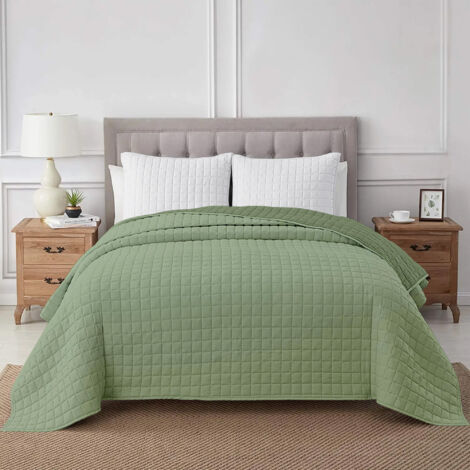 Trapuntino Coperta Primaverile Bicolore Trapunta Anallergica Piumino Mezza Stagione e Antiacaro Colorato Tinta Unita Made in Italy Verde/Salvia - Una piazza e mezza