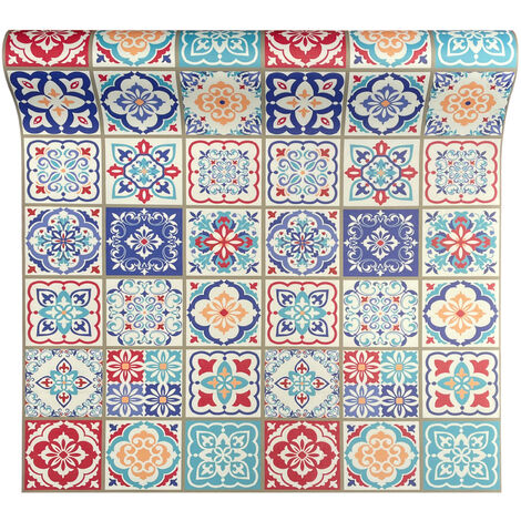 Tappeto Passatoia Cucina Antiscivolo Larghezza Maxi 100 Cm Antimacchia Multiuso Corridoio Soggiorno Lavabile Ingresso Camera  Mattonella multicolor - 100x400cm (1/5)