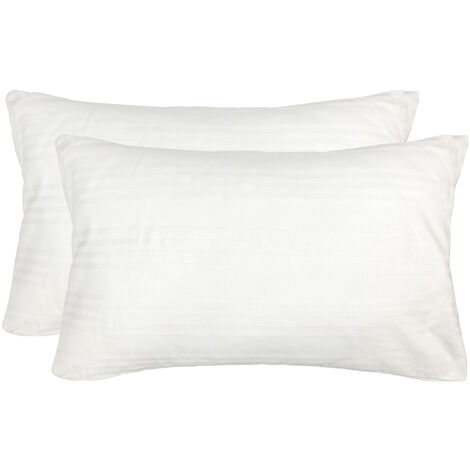Coppia Di Federe Copricuscino 100 % Cotone Morbido Con Cerniera Federa Colore Bianco Fasciato Sanitario 50 x 80 Copriguanciale Antiacaro