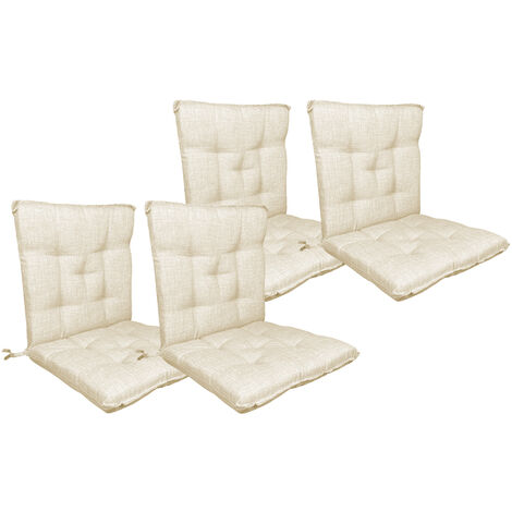 Set Cuscini Sedia Con Schienale Imbottiti Con Laccetti Banda Elastica 40 x 80 Cm Panna - 4 Pezzi (1/5)
