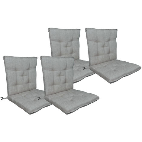 Set Cuscini Sedia Con Schienale Imbottiti Con Laccetti Banda Elastica 40 x 80 Cm Grigio - 4 Pezzi