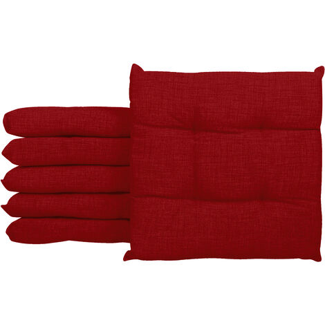 Set 4/6 Cuscini Sedia Con Lacci Cuscino 4 Punti Imbottiti Spessore 6 Cm Rosso - 6 Pezzi