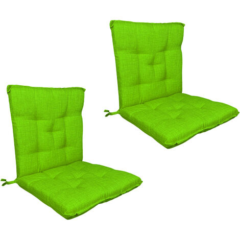 Set Cuscini Sedia Con Schienale Imbottiti Con Laccetti Banda Elastica 40 x 80 Cm Verde - 2 Pezzi