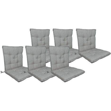Set Cuscini Sedia Con Schienale Imbottiti Con Laccetti Banda Elastica 40 x 80 Cm Grigio - 6 Pezzi