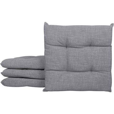 Set 4/6 Cuscini Sedia Con Lacci Cuscino 4 Punti Imbottiti Spessore 6 Cm Grigio - 4 Pezzi