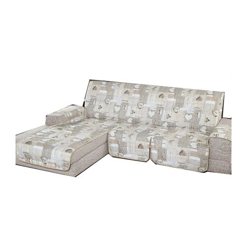 Copridivano trapuntato imbottito con penisola reversibile e universale fantasia shabby in tutte le misure Beige - 3 Posti