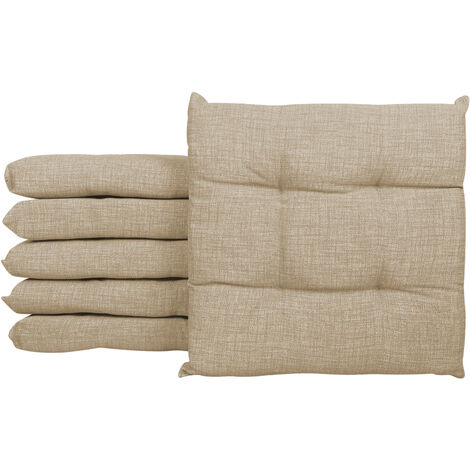 Set 4/6 Cuscini Sedia Con Lacci Cuscino 4 Punti Imbottiti Spessore 6 Cm Tortora - 6 Pezzi