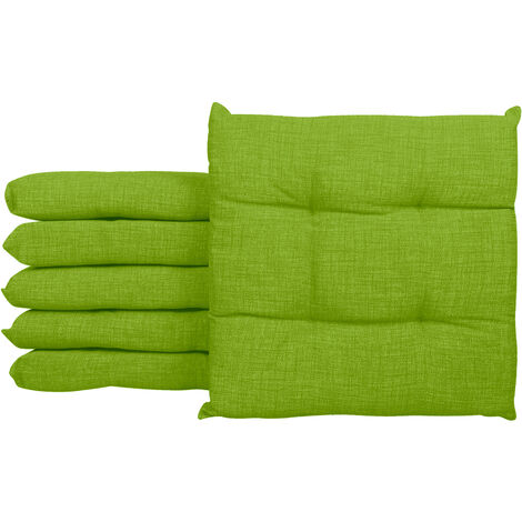 Set 4/6 Cuscini Sedia Con Lacci Cuscino 4 Punti Imbottiti Spessore 6 Cm Verde - 6 Pezzi