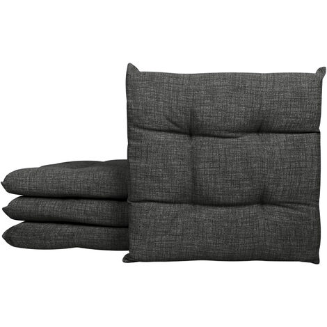Set 4/6 Cuscini Sedia Con Lacci Cuscino 4 Punti Imbottiti Spessore 6 Cm Piombo - 6 Pezzi