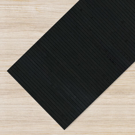 Tappeto Passatoia In Vero Bamboo Tappeto Cucina Ingresso In Legno Antiscivolo Aderente Lavabile E Antimacchia Tagliabile Nero - 50x250 cm