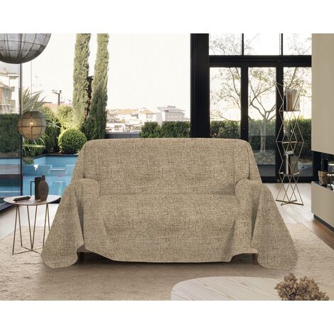Telo Arredo Made in Italy in Cotone Grandfoulard Copritutto Copridivano Copriletto-Teli Sofà Arredatutto-Drappeggio-Arazzo-Copridivano Grand Foulard Letto Beige - Matrimoniale 280x240