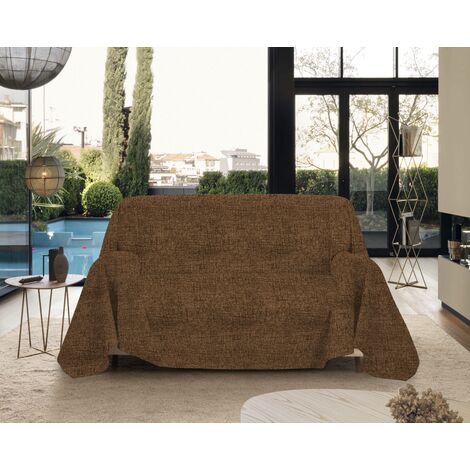 Telo Arredo Made in Italy in Cotone Grandfoulard Copritutto Copridivano Copriletto-Teli Sofà Arredatutto-Drappeggio-Arazzo-Copridivano Grand Foulard Letto Marrone - Singolo 280x170