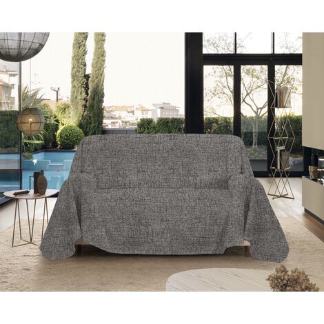 Telo Arredo Made in Italy in Cotone Grandfoulard Copritutto Copridivano Copriletto-Teli Sofà Arredatutto-Drappeggio-Arazzo-Copridivano Grand Foulard Letto Grigio - Matrimoniale 280x240