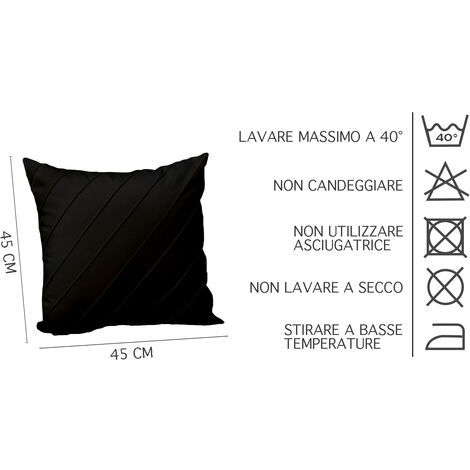 Cuscino Decorativo In Velluto Imbottitura Compresa Quadrato 45 x 45 Cm Nero