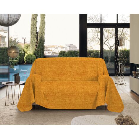 Telo Arredo Made in Italy in Cotone Grandfoulard Copritutto Copridivano Copriletto-Teli Sofà Arredatutto-Drappeggio-Arazzo-Copridivano Grand Foulard Letto Oro - Matrimoniale 280x240