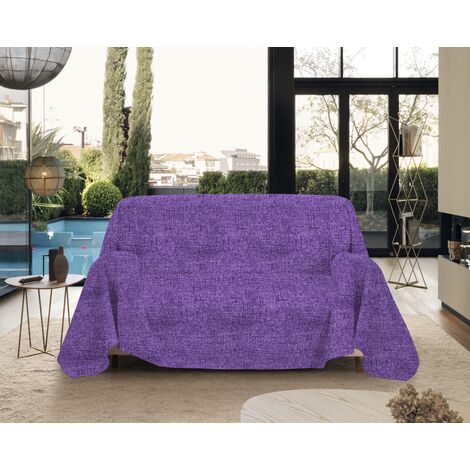 Telo Arredo Made in Italy in Cotone Grandfoulard Copritutto Copridivano Copriletto-Teli Sofà Arredatutto-Drappeggio-Arazzo-Copridivano Grand Foulard Letto Viola - Singolo 280x170