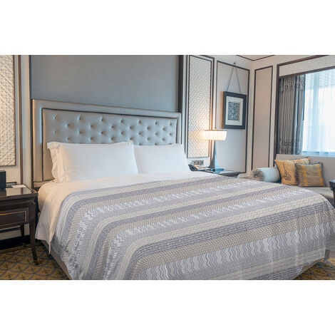 Copriletto estivo made in Italy 100% cotone piquet singolo matrimoniale piazza e mezza diverse fantasie Azteco Grigio - 1 Piazza