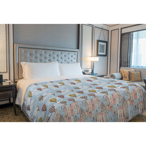 Copriletto estivo made in Italy 100% cotone piquet singolo matrimoniale piazza e mezza diverse fantasie Volare Arancio - 1 Piazza e mezza