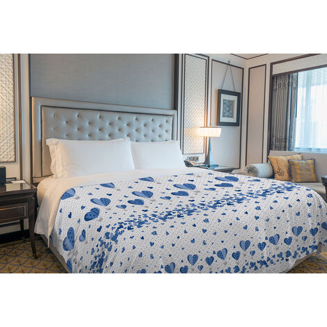 Copriletto estivo made in Italy 100% cotone piquet singolo matrimoniale piazza e mezza diverse fantasie Mongolfiera Blu - 1 Piazza e mezza (1/3)