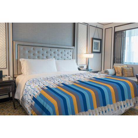 Copriletto estivo made in Italy 100% cotone piquet singolo matrimoniale piazza e mezza diverse fantasie  Matite blu - 2 Piazze