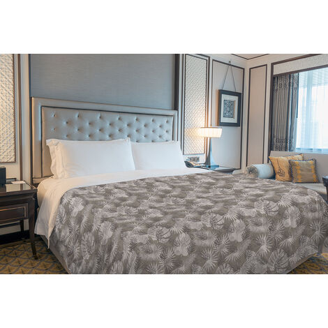 Copriletto estivo made in Italy 100% cotone piquet singolo matrimoniale piazza e mezza diverse fantasie Tropicale beige - 1 Piazza e mezza