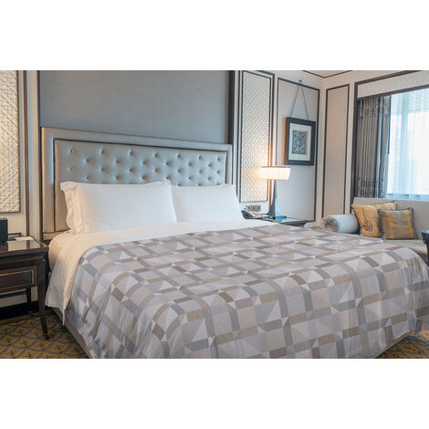 Copriletto estivo made in Italy 100% cotone piquet singolo matrimoniale piazza e mezza diverse fantasie Geometrico Beige - 1 Piazza