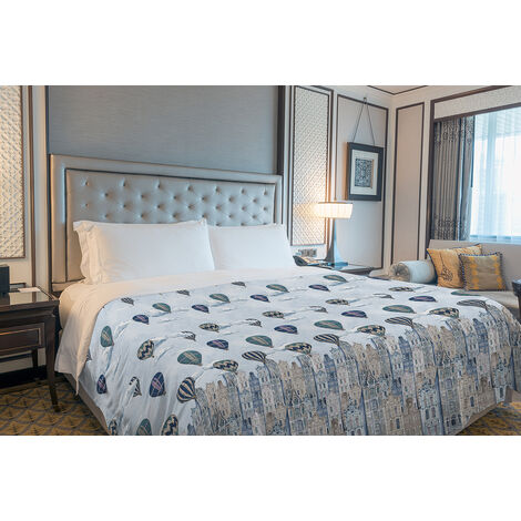 Copriletto estivo made in Italy 100% cotone piquet singolo matrimoniale piazza e mezza diverse fantasie  Volare Blu - 1 Piazza
