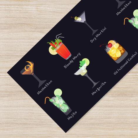 Tappeto da cucina antiscivolo, antimacchia passatoia multiuso 50x250 - Coktail Simple