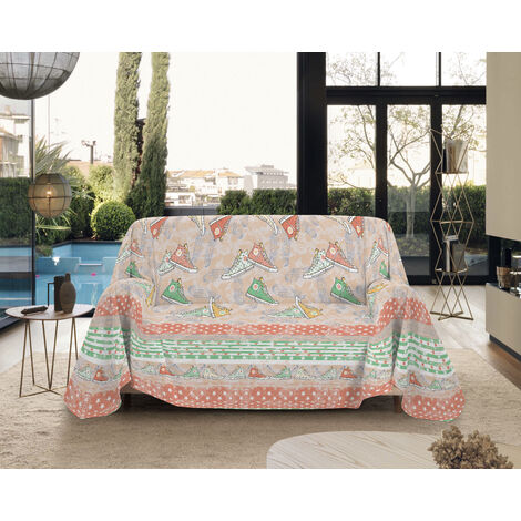 Telo Arredo Made in Italy in Cotone Grandfoulard Copritutto Copridivano Copriletto-Teli Sofà Arredatutto-Drappeggio-Arazzo-Copridivano Grand Foulard Letto Matrimoniale - 80style Arancio