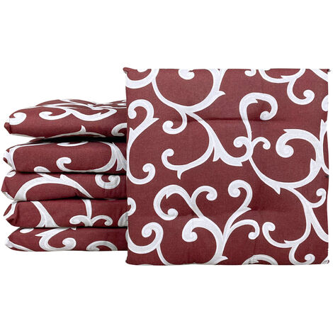 Set 4/6 Cuscini Barocco Sedia con Lacci 4 Punti Comodi Prodotto Italiano 40 x 40 in Cotone Imbottiti Spessore 6 Cm Lavorati a Mano Remage Rosso - 6 Pezzi