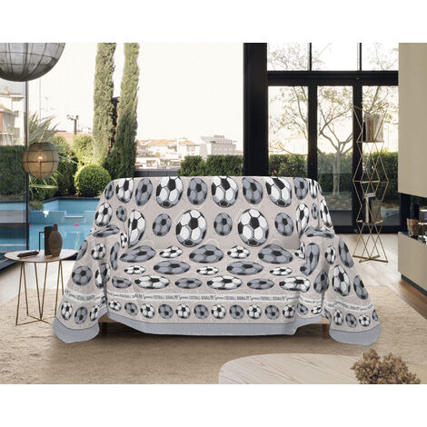 Telo Arredo Made in Italy in Cotone Grandfoulard Copritutto Copridivano Copriletto-Teli Sofà Arredatutto-Drappeggio-Arazzo-Copridivano Grand Foulard Letto Matrimoniale - Calcio Grigio