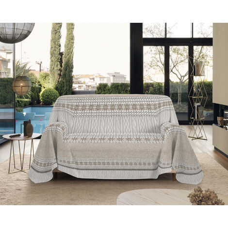 Telo Arredo Made in Italy in Cotone Grandfoulard Copritutto Copridivano Copriletto-Teli Sofà Arredatutto-Drappeggio-Arazzo-Copridivano Grand Foulard Letto Singolo - Maglia Beige
