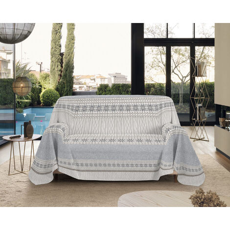 Telo Arredo Made in Italy in Cotone Grandfoulard Copritutto Copridivano Copriletto-Teli Sofà Arredatutto-Drappeggio-Arazzo-Copridivano Grand Foulard Letto Matrimoniale - Maglia Grigio