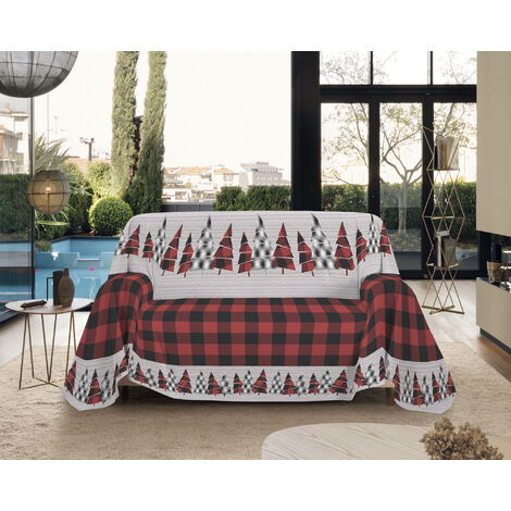 Telo Arredo Made in Italy in Cotone Grandfoulard Copritutto Copridivano Copriletto-Teli Sofà Arredatutto-Drappeggio-Arazzo-Copridivano Grand Foulard Letto Matrimoniale - Canada Rosso (1/4)