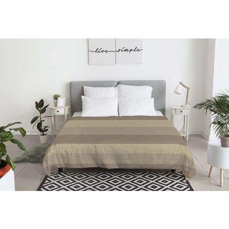 Copriletto 100 % Cotone Tinto In Filo Primaverile Estivo Prodotto Italiano Fasciato Marrone - Piazza e mezza