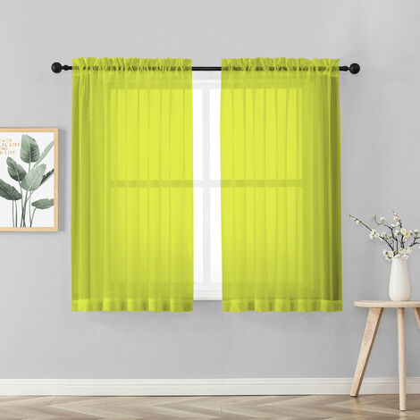 Coppia Tendine Tende 60 x 150 Cm Finestra Semi Oscuranti A Tinta Unita Leggera Cucina Camera Cameretta 2 Pannelli Exotic