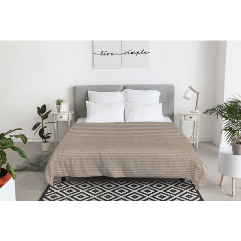 Copriletto 100 % Cotone Tinto In Filo Primaverile Estivo Prodotto Italiano Riga Marrone - Matrimoniale
