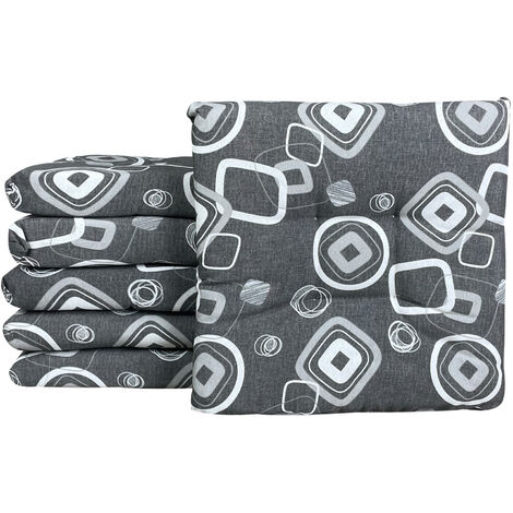 Set 4/6 Cuscini Geometrico Sedia con Lacci Prodotto Italiano 40 x 40 Cuneo Grigio - 6 Pezzi