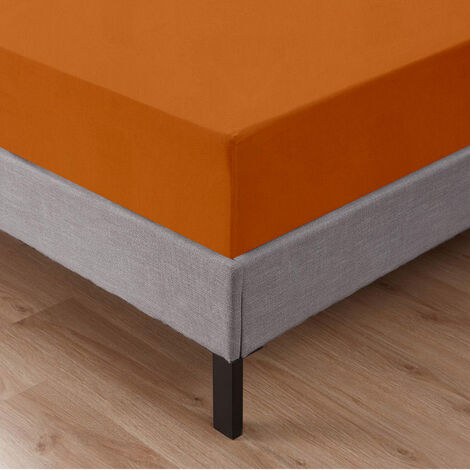 Lenzuolo Sotto Con Angoli Elastici 100% Puro Cotone Arancio - Matrimoniale