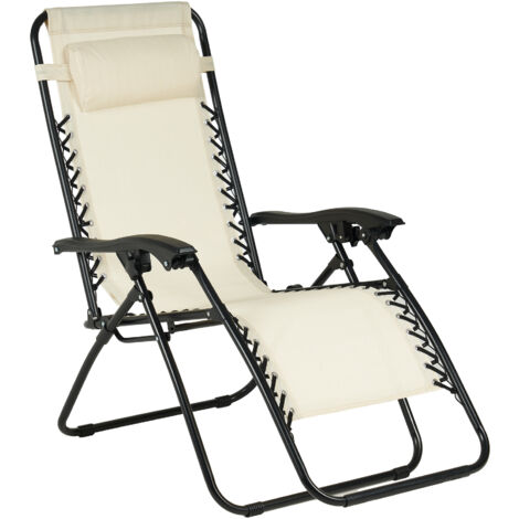 Outsunny Sdraio Da Giardino Zero Gravity Set 2 Pz Schienale Regolabile 9 Livelli